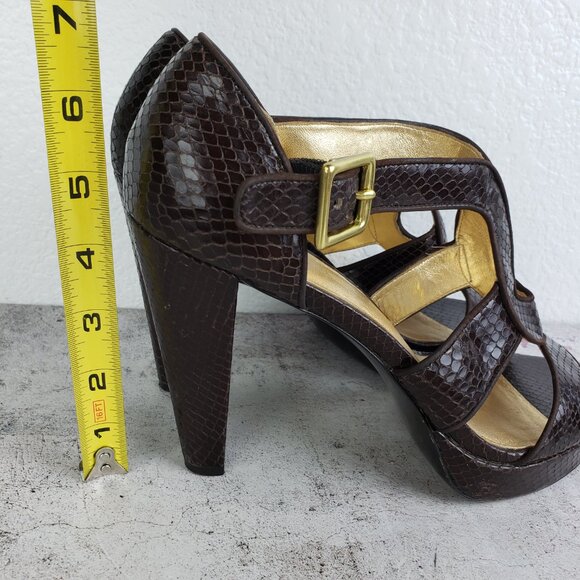 Coach Ivanah Python Sandals Heels Leather Snakeskin Chestnut size 9.5B - Picture 15 of 15